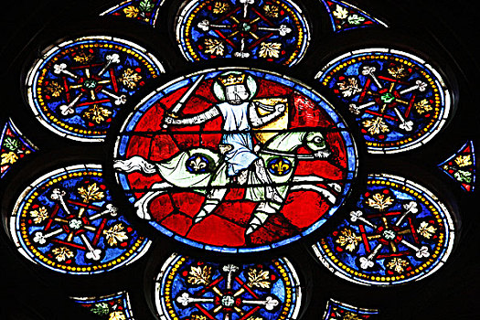 法国,巴黎,彩色玻璃窗,大教堂,骑士