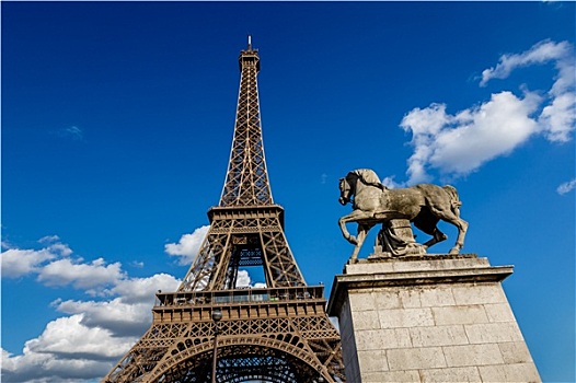 埃菲尔铁塔,马,雕塑,前景,巴黎,法国