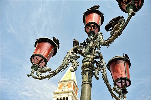 老,路灯,广场,威尼斯