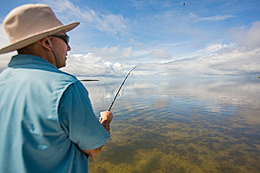 钓鱼,男人,海湾地区,墨西哥,佛罗里达,美国