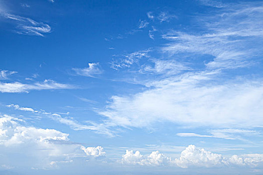 卷云,鲜明,蓝天,不同,云,自然背景,照片