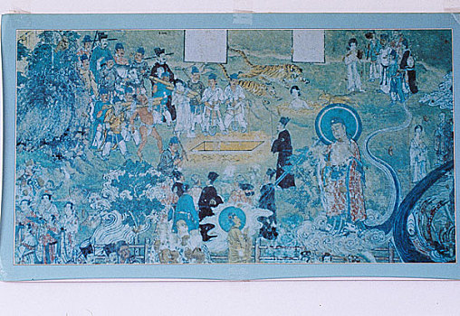 山西晋城博物馆内开化寺壁画照片