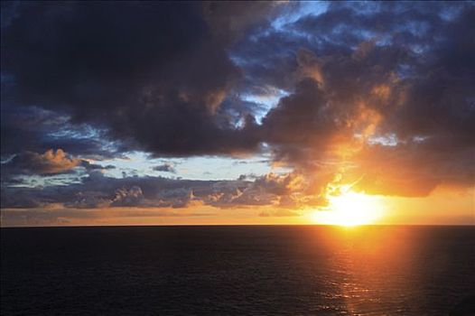 夏威夷,瓦胡岛,漂亮,日落,上方,海洋