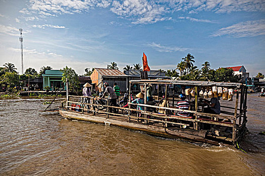 小,渡轮,湄公河三角洲,越南,亚洲