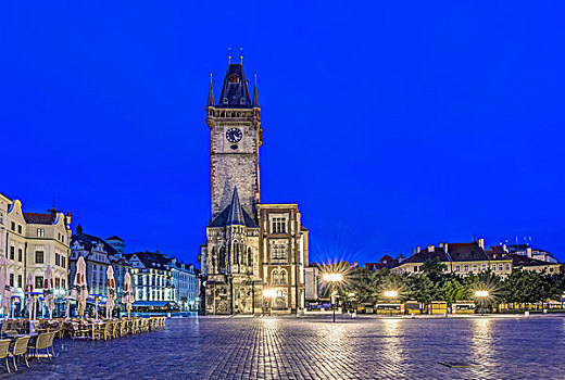 捷克共和国,波希米亚,布拉格,老城广场,黎明,大幅,尺寸