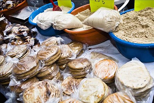 俯拍,面包,调味品,市场货摊,萨卡特卡斯州,墨西哥