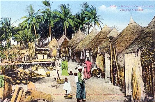 乡村,塞内加尔,20世纪,法国人,明信片