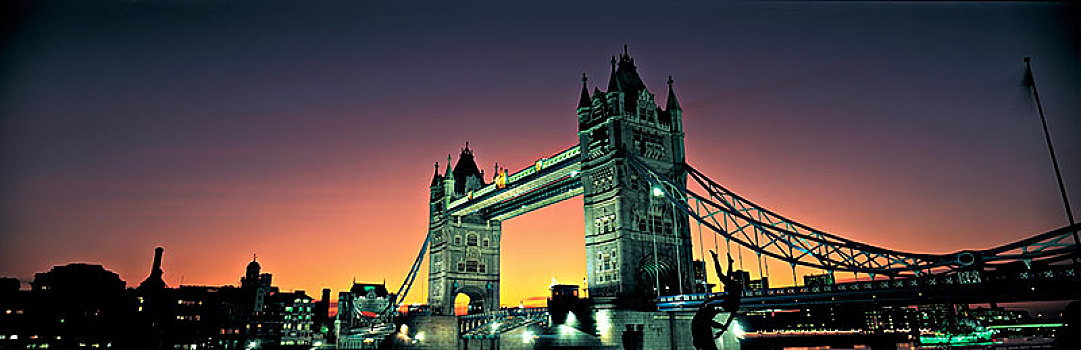 风景,塔桥,伦敦,英格兰,黄昏