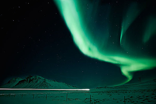 北极光,汽车,光影,冰岛