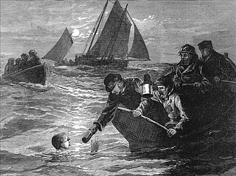 船长,男人,游泳,英吉利海峡,1875年,艺术家,未知