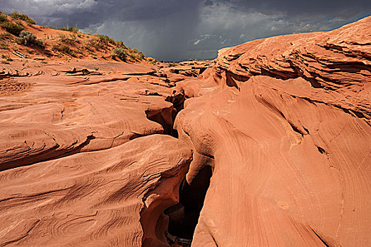 沙岩构造,进入,羚羊谷,狭缝谷,乌云,后面,页岩,亚利桑那,美国,北美