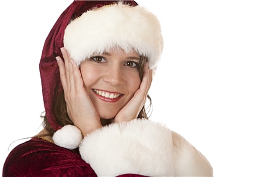 年轻,魅力,女人,圣诞老人,圣诞节,毛皮,帽