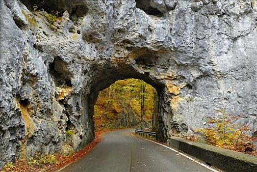 石头,隧道,多瑙河,山谷,巴登符腾堡,德国,欧洲