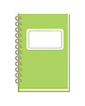 活页本,矢量,插画,设计,绿色,竖图,便笺,地点,签名,封面,文具,笔记,日记,学习,条理,概念,白色背景,背景