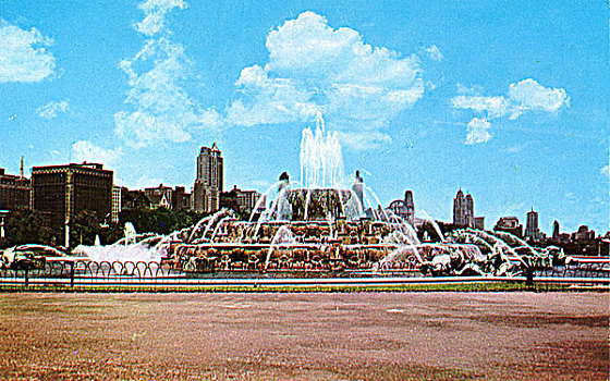 白金汉,纪念,喷泉,芝加哥,伊利诺斯,美国