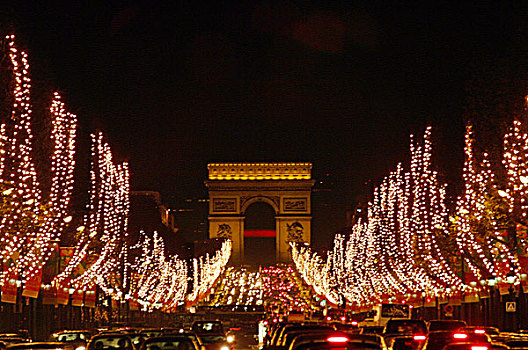 圣诞节,香榭丽舍大街,拱形,巴黎