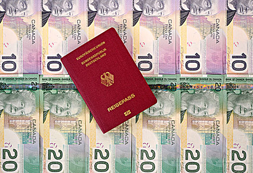 护照,联邦,共和国,德国,多样,加拿大,美元,钞票