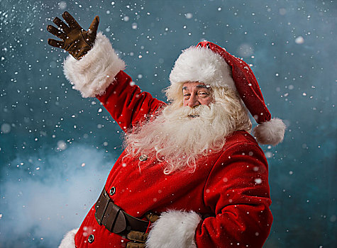 圣诞老人,欢迎,北极,站立,户外,下雪