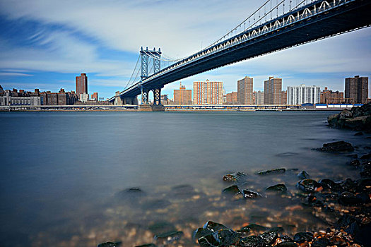 曼哈顿大桥,市区,纽约,水岸