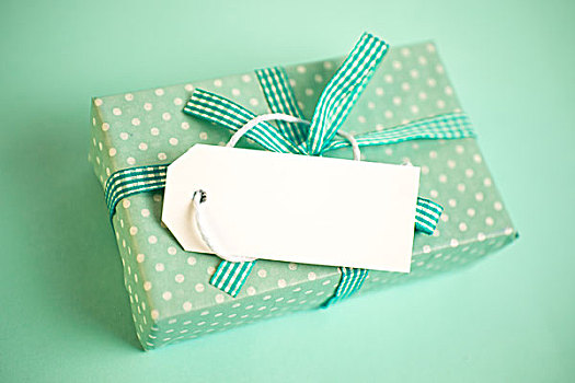 绿色,礼品包装,盒子,留白,标签,绿色背景