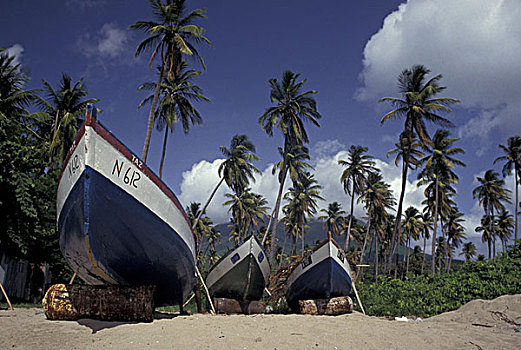 加勒比,尼维斯岛,船,海滩