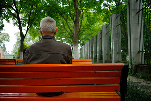 老年人银发背影