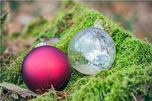 两个,圣诞节,彩球