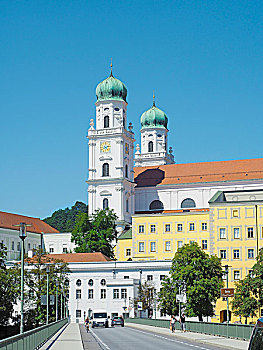 双塔,大教堂,帕绍,巴伐利亚,德国