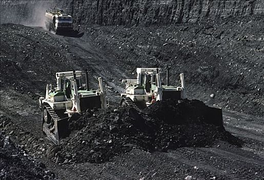 黑色,煤,开采,推土机,澳大利亚