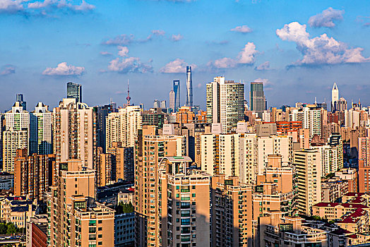 远眺上海城市风光