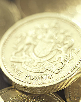 英格兰,伦敦,威斯敏斯特,特写,一英镑硬币