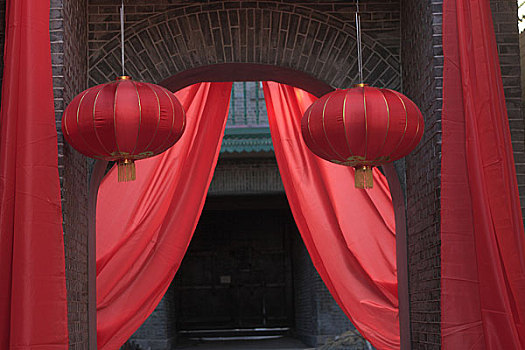 黑龙江哈尔滨红绸子红灯笼