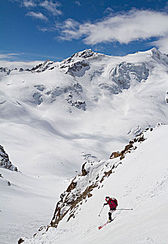 下降,滑雪,冰河,顶峰,地区,伦巴第,意大利