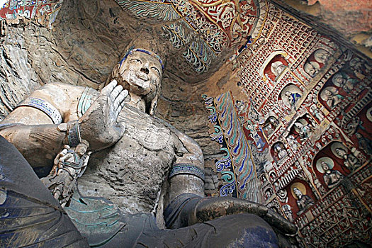 雕塑,雕刻,古老,佛教寺庙,洞穴