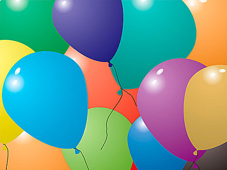 插画,收集,气球,彩色,完美,聚会,邀请,背景