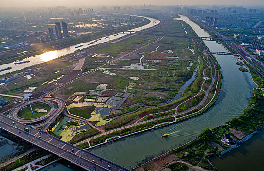 江苏省淮安市运河之都城市风光