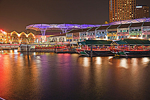 克拉码头,夜晚,新加坡