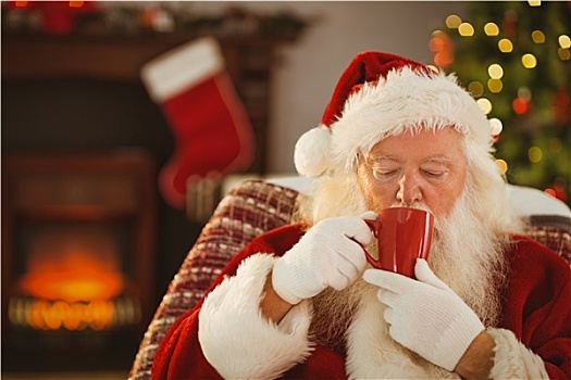 圣诞老人,喝,热饮
