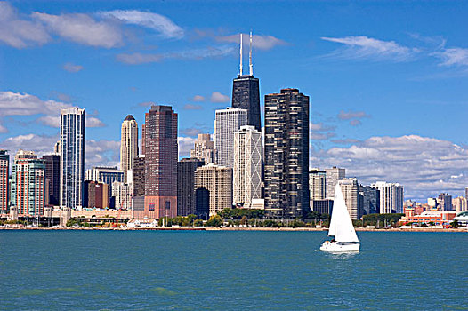 芝加哥,伊利诺斯,天际线,密歇根湖