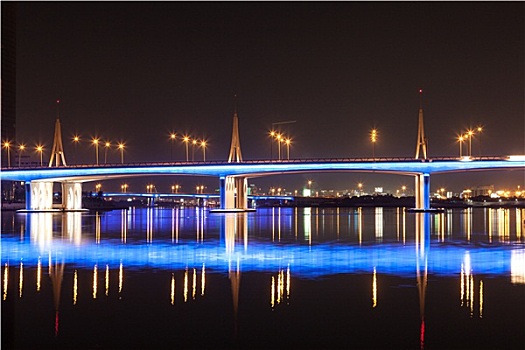 桥,光亮,夜晚,迪拜,阿联酋