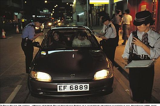 警察,英国,皇家,香港,道路,检查,疑虑,汽车,1995,亚洲