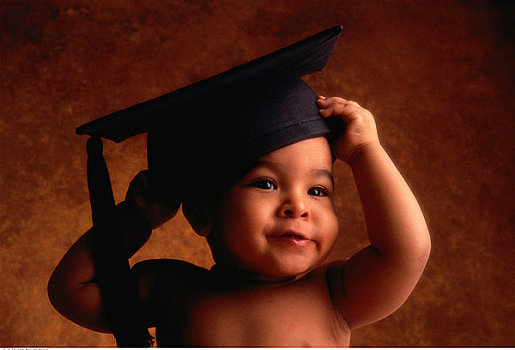 肖像,婴儿,戴着,学位帽
