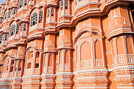 建筑细节,宫殿,风之宫,斋浦尔,拉贾斯坦邦,印度