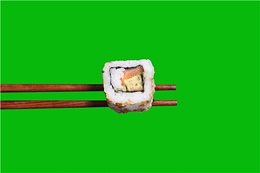 寿司,木质,筷子,亚洲,绿色背景
