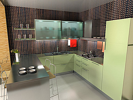 现代,厨房,室内设计