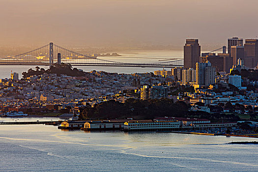 城市风光,海湾大桥,背景,旧金山湾,旧金山,加利福尼亚,美国