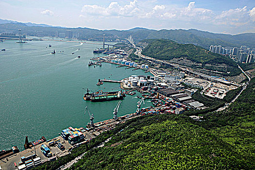 航拍,远眺,油罐,集装箱码头,香港