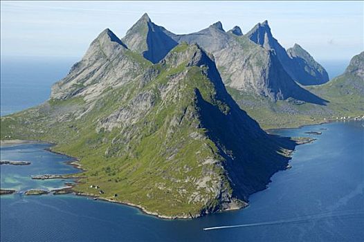 山峦,峡湾,罗弗敦群岛,挪威