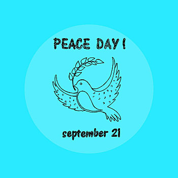 平和,白天,九月,矢量,插画,图像,飞,鸽子,拿着,象征,枝条,隔绝,淡蓝