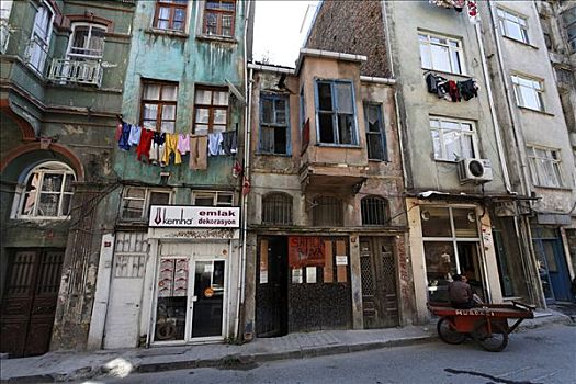 街道,美景,房子,老,犹太,地区,伊斯坦布尔,土耳其